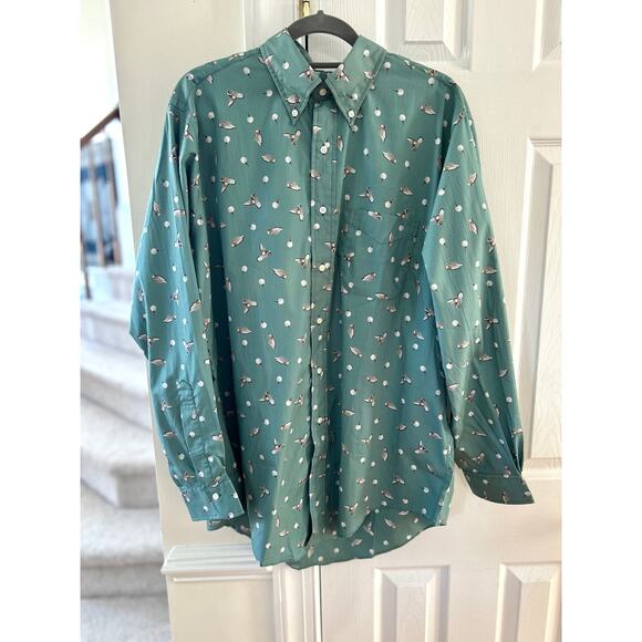 NWOT Brooks Brothers Green Golf Tee & Shoe Print Button Down - Picture 1 of 6